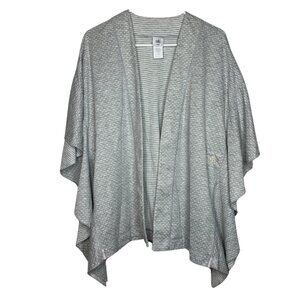 Cabi Polka Dot & Stripe ATC Cape | Gray & Ivory Shawl | XS/S Sweatshirt Cardigan